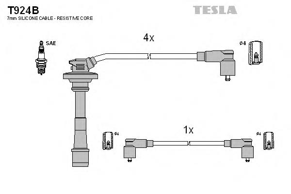 T924B Tesla fios de alta voltagem, kit