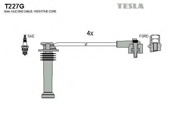 T227G Tesla fios de alta voltagem, kit