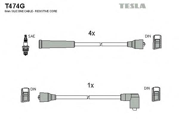 T474G Tesla fios de alta voltagem, kit