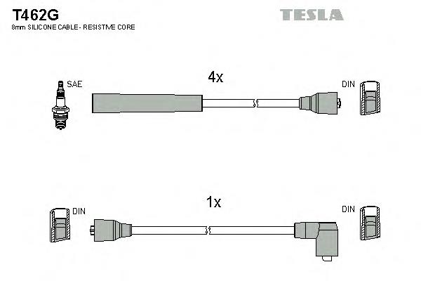 T462G Tesla fios de alta voltagem, kit