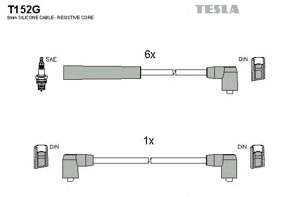 T152G Tesla fios de alta voltagem, kit