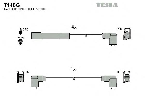 T146G Tesla fios de alta voltagem, kit
