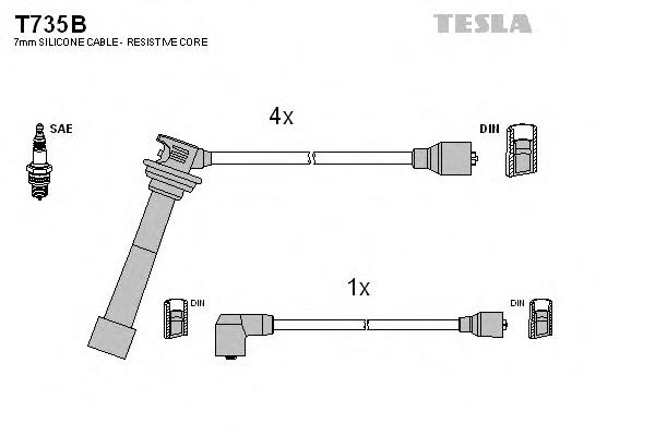 T735B Tesla fios de alta voltagem, kit