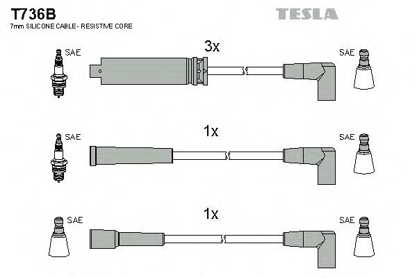 T736B Tesla fios de alta voltagem, kit
