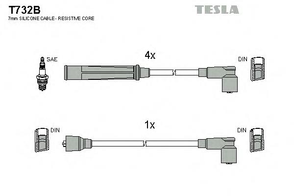 T732B Tesla fios de alta voltagem, kit