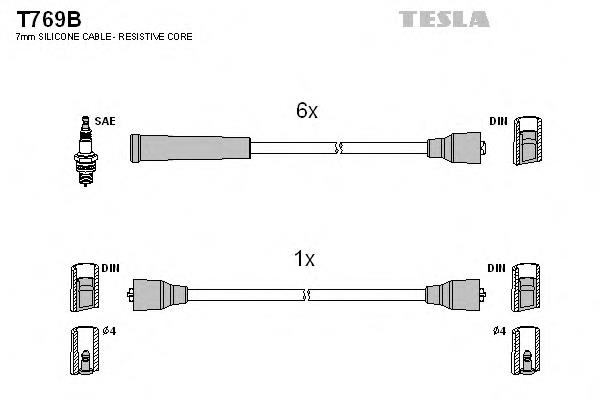 Fios de alta voltagem, kit T769B Tesla