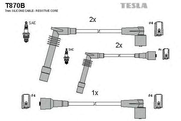 T870B Tesla fios de alta voltagem, kit