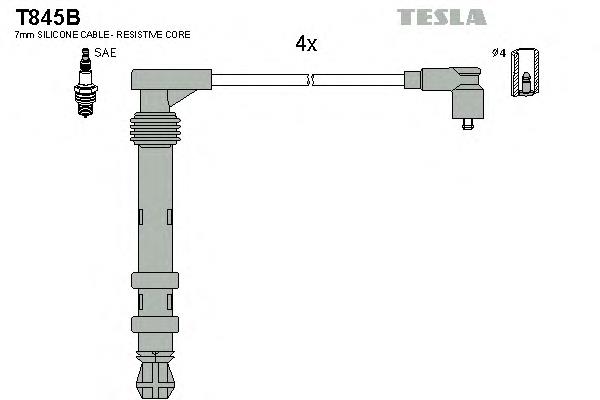 T845B Tesla fios de alta voltagem, kit