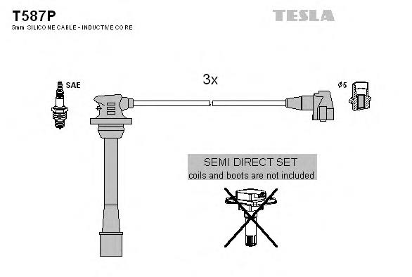 T587P Tesla fios de alta voltagem, kit