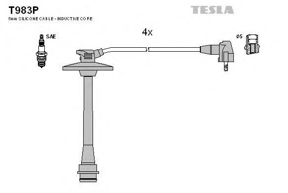 T983P Tesla fios de alta voltagem, kit