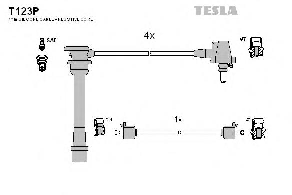 T123P Tesla fios de alta voltagem, kit