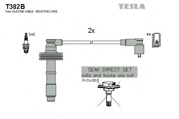 T382B Tesla fios de alta voltagem, kit
