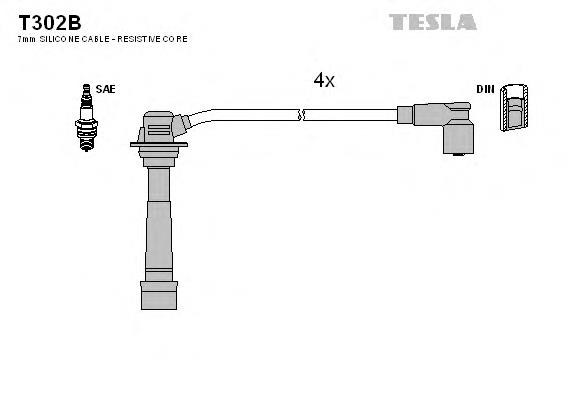 T302B Tesla fios de alta voltagem, kit