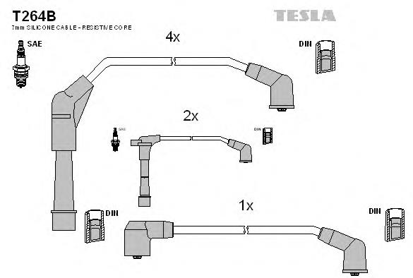 T264B Tesla fios de alta voltagem, kit