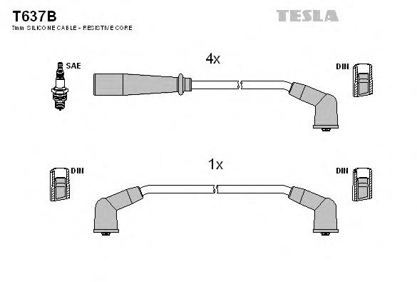 Высоковольтные провода T637B Tesla