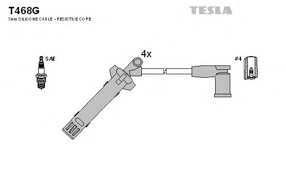 Fios de alta voltagem, kit T468G Tesla