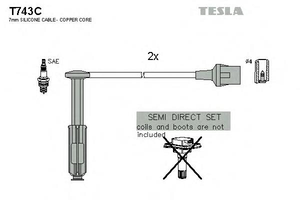 T743C Tesla fios de alta voltagem, kit