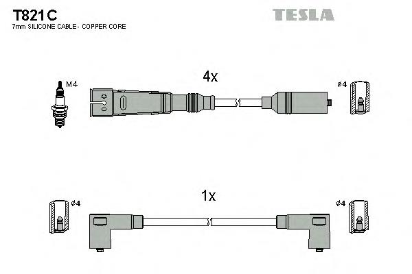 T821C Tesla fios de alta voltagem, kit