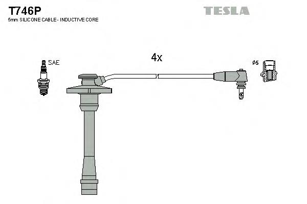 T746P Tesla fios de alta voltagem, kit