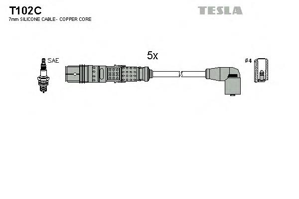 T102C Tesla fios de alta voltagem, kit