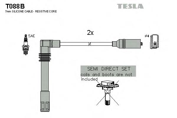 T088B Tesla fios de alta voltagem, kit