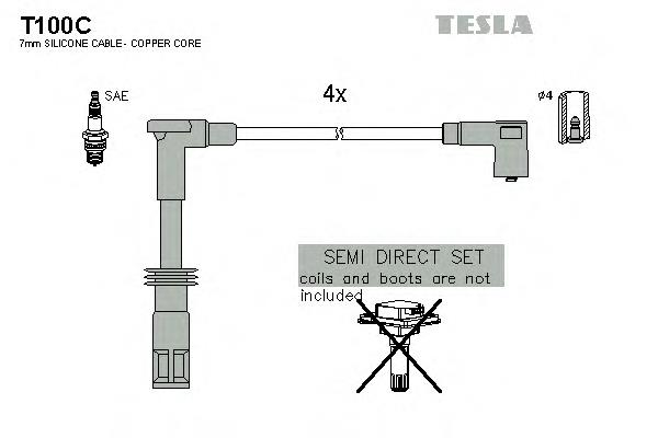 T100C Tesla fios de alta voltagem, kit