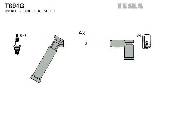 T894G Tesla fios de alta voltagem, kit