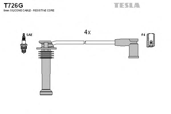 T726G Tesla fios de alta voltagem, kit