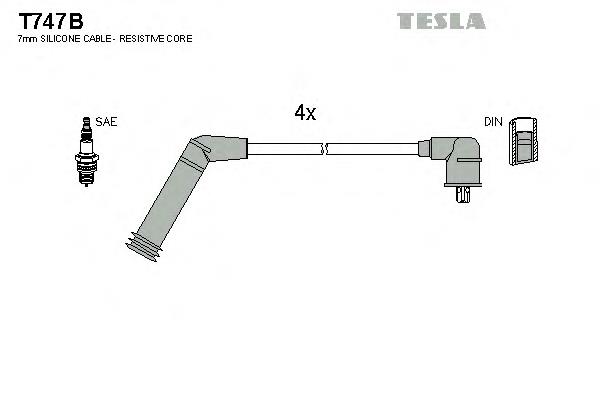 T747B Tesla fios de alta voltagem, kit