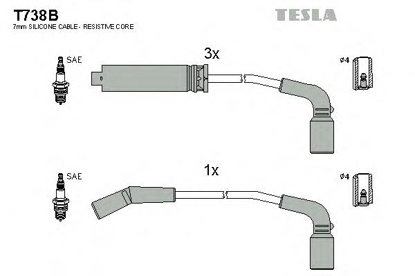 T738B Tesla fios de alta voltagem, kit