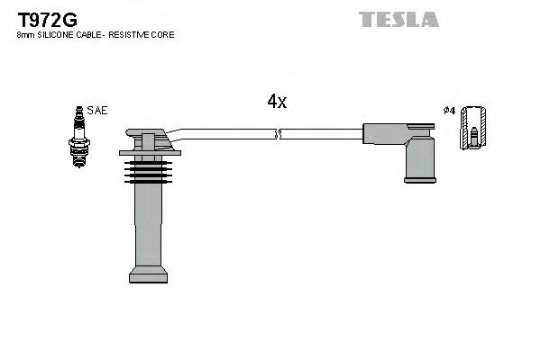 T972G Tesla fios de alta voltagem, kit