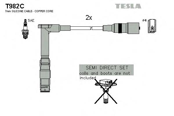 T982C Tesla fios de alta voltagem, kit