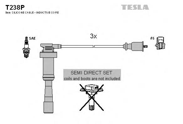 T238P Tesla fios de alta voltagem, kit