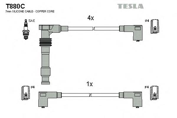 T880C Tesla fios de alta voltagem, kit