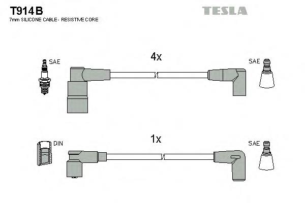 T914B Tesla провода высоковольтные, комплект