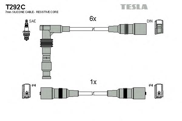 T292C Tesla fios de alta voltagem, kit