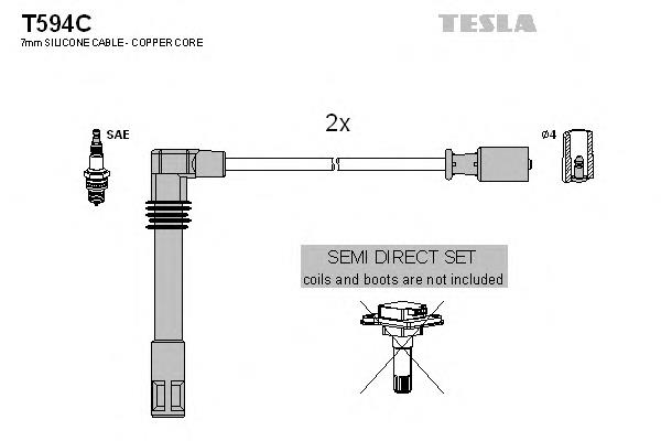 T594C Tesla fios de alta voltagem, kit