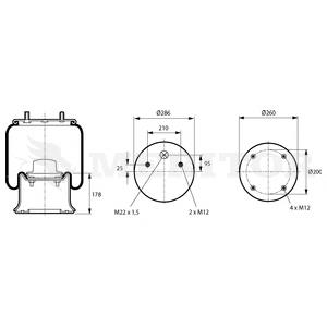 MLF8176 Arvin Meritor coxim pneumático (suspensão de lâminas pneumática do eixo)