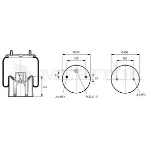 21221307 Arvin Meritor coxim pneumático (suspensão de lâminas pneumática do eixo)