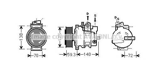 Компрессор кондиционера AIK313 Prasco