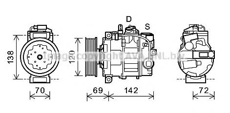 Компрессор кондиционера VWK321 Prasco