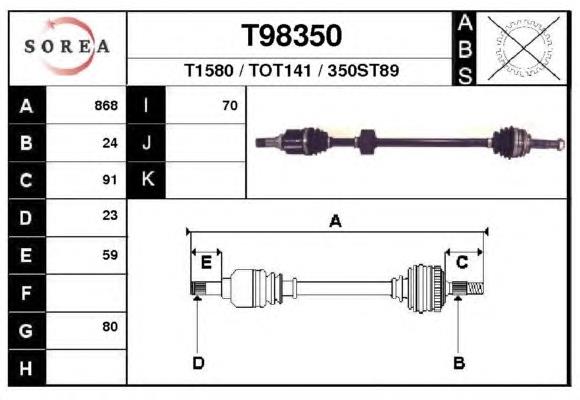 T434100D010 Market (OEM) semieixo (acionador dianteiro direito)