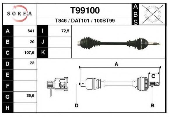 Полуось (привод) передняя левая 6001542122 Renault (RVI)