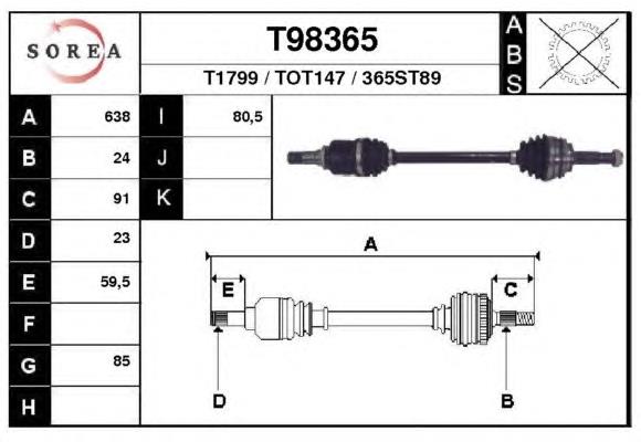 Левая полуось T98365 EAI