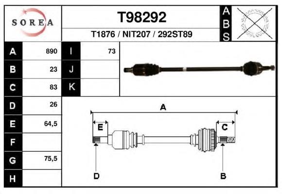 Правая полуось T98292 EAI