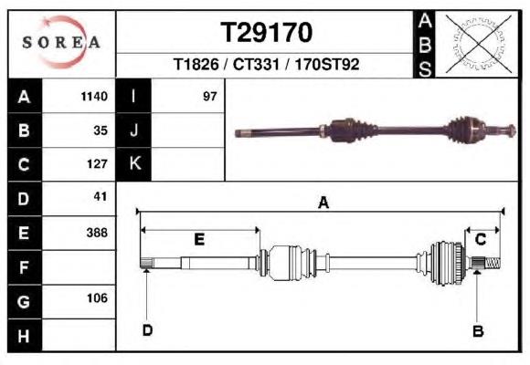 T29170 EAI semieixo (acionador dianteiro direito)