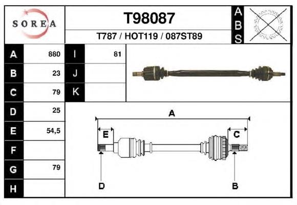 Левая полуось T98087 EAI