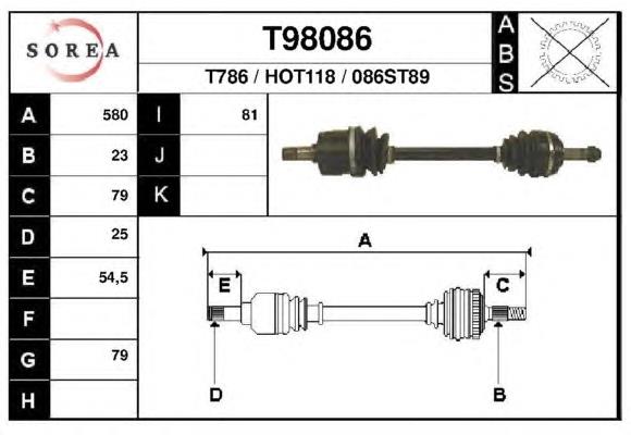 Правая полуось T98086 EAI