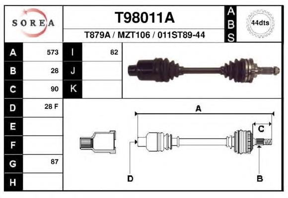 Правая полуось T98011A EAI