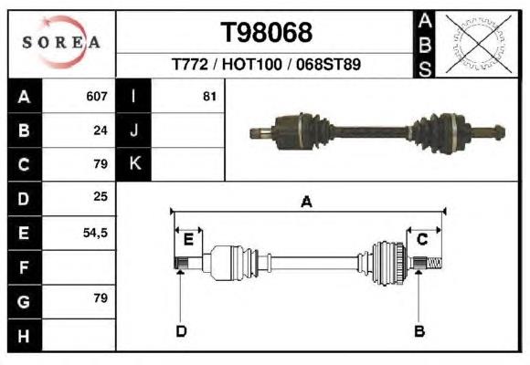 ШРУС наружный передний правый T98068 EAI